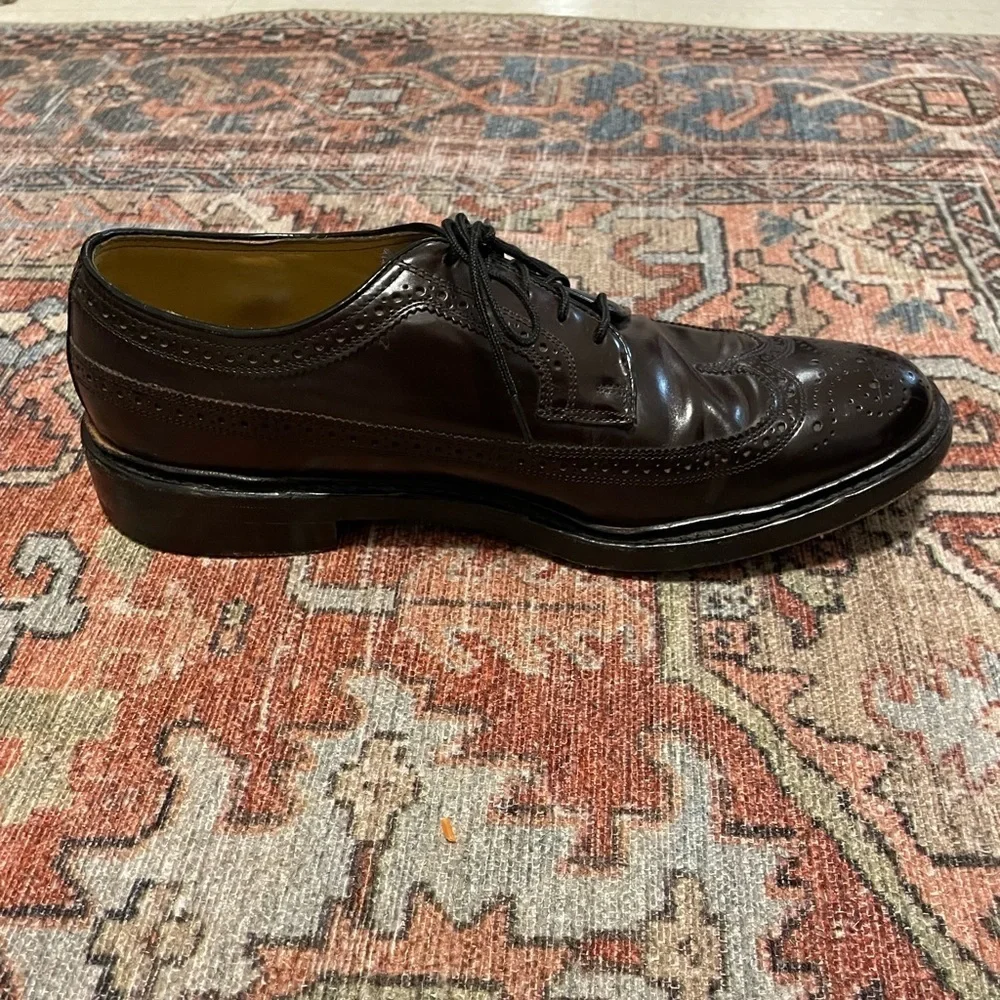 Vintage Florsheim Imperial Dark Brown Long Wing Sz 9D